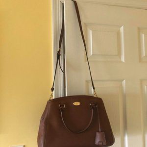 Coach Saffiano Satchel,Brown with detachable strap
